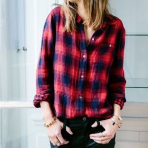 Madewell Ex-Boyfriend Plaid Shirt Red Black S